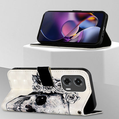 For Motorola Moto G Stylus 5G 2024 3D Painting Horizontal Flip Leather Phone Case(Skull) by buy2fix