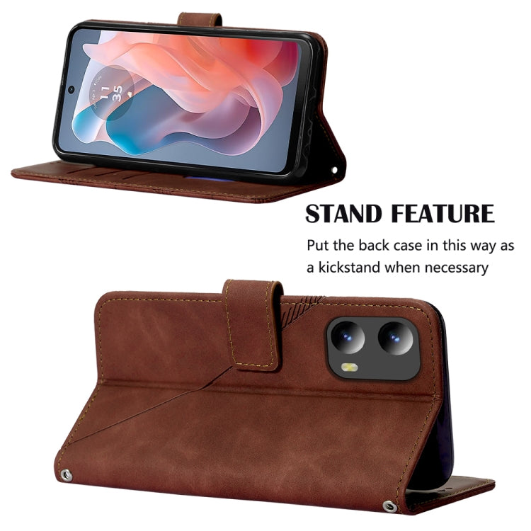 For Motorola Moto G Play 5G 2024 Crossbody 3D Embossed Flip Leather Phone Case(Brown) by buy2fix