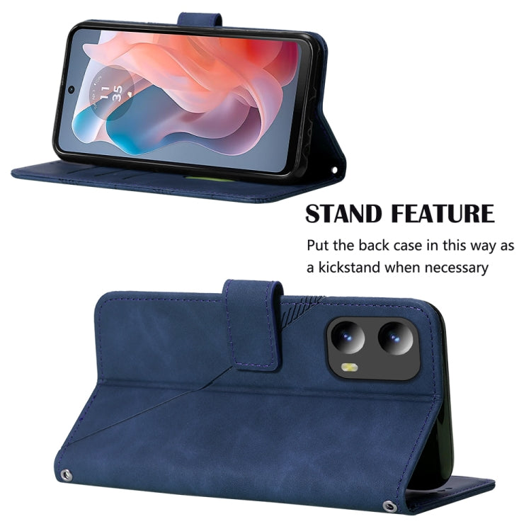 For Motorola Moto G Play 5G 2024 Crossbody 3D Embossed Flip Leather Phone Case(Blue) by buy2fix