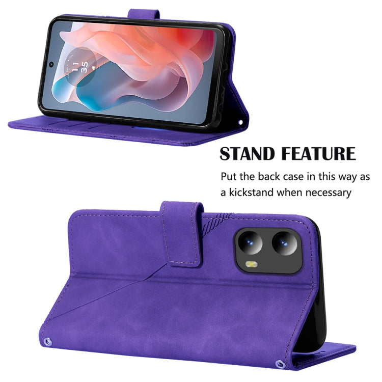 For Motorola Moto G Play 5G 2024 Crossbody 3D Embossed Flip Leather Phone Case(Purple) by buy2fix