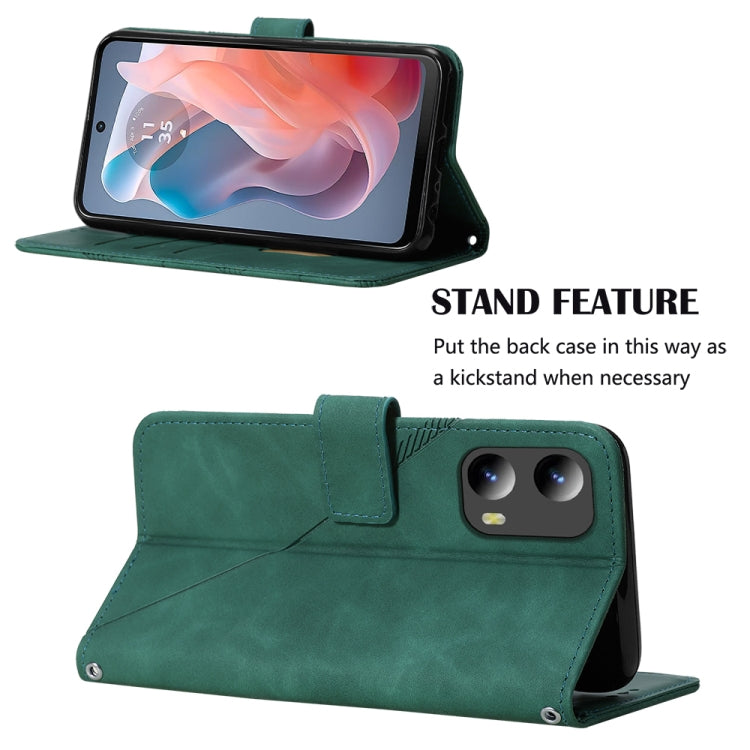For Motorola Moto G Play 5G 2024 Crossbody 3D Embossed Flip Leather Phone Case(Dark Green) by buy2fix