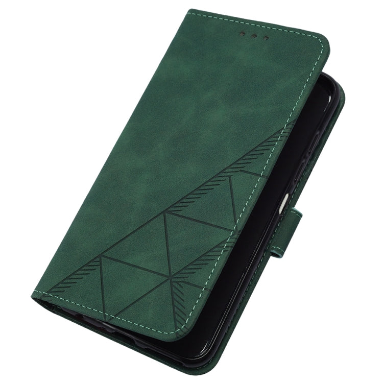 For Motorola Moto G Play 5G 2024 Crossbody 3D Embossed Flip Leather Phone Case(Dark Green) by buy2fix