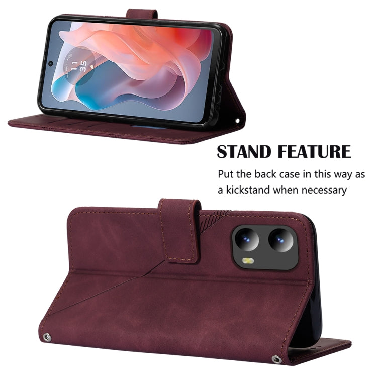 For Motorola Moto G Play 5G 2024 Crossbody 3D Embossed Flip Leather Phone Case(Wine Red) by buy2fix