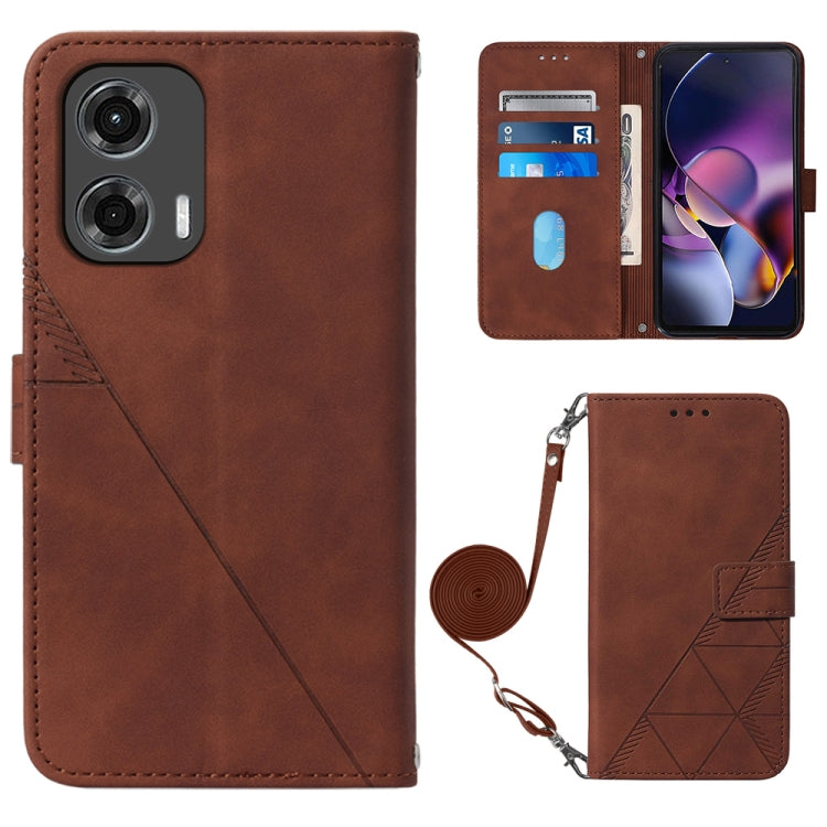 For Motorola Moto G Stylus 5G 2024 Crossbody 3D Embossed Flip Leather Phone Case(Brown) by buy2fix