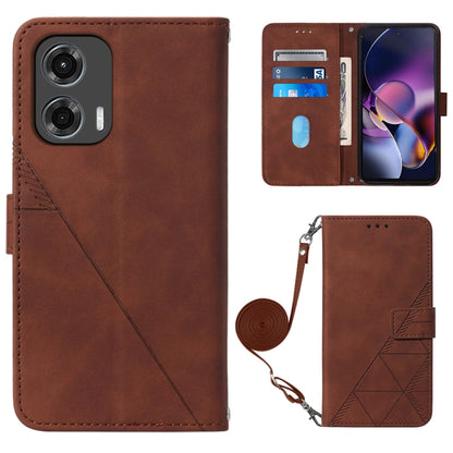 For Motorola Moto G Stylus 5G 2024 Crossbody 3D Embossed Flip Leather Phone Case(Brown) by buy2fix