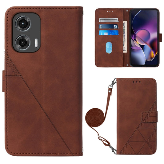For Motorola Moto G Stylus 5G 2024 Crossbody 3D Embossed Flip Leather Phone Case(Brown) by buy2fix
