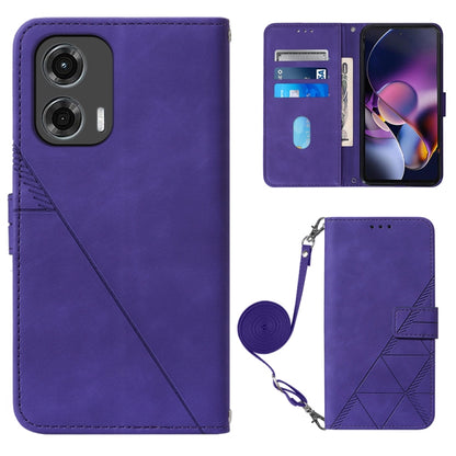 For Motorola Moto G Stylus 5G 2024 Crossbody 3D Embossed Flip Leather Phone Case(Purple) by buy2fix