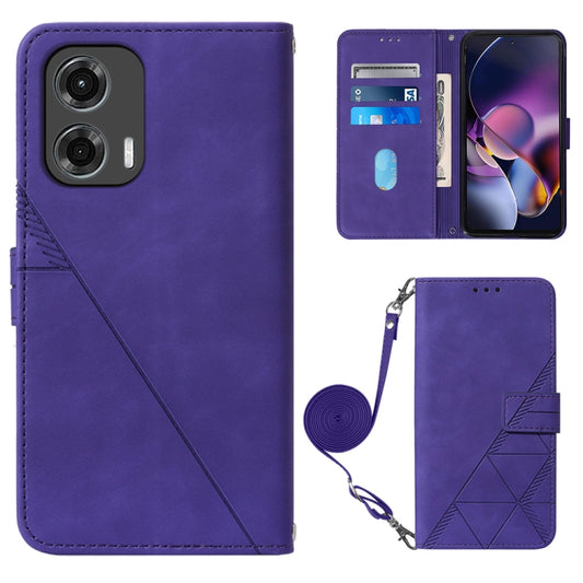 For Motorola Moto G Stylus 5G 2024 Crossbody 3D Embossed Flip Leather Phone Case(Purple) by buy2fix