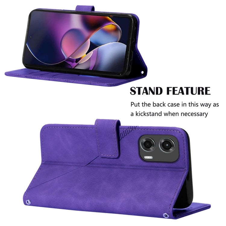 For Motorola Moto G Stylus 5G 2024 Crossbody 3D Embossed Flip Leather Phone Case(Purple) by buy2fix