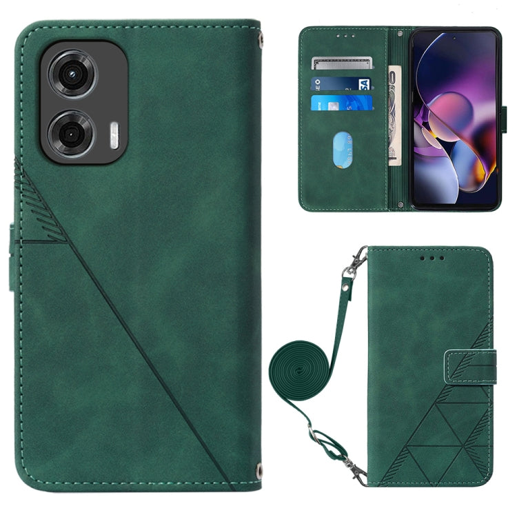 For Motorola Moto G Stylus 5G 2024 Crossbody 3D Embossed Flip Leather Phone Case(Dark Green) by buy2fix