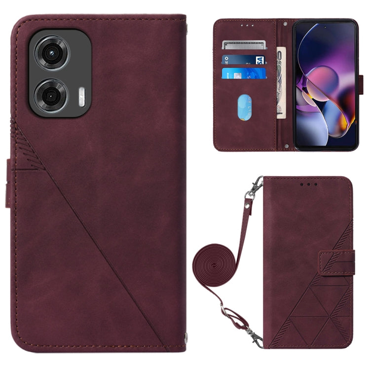 For Motorola Moto G Stylus 5G 2024 Crossbody 3D Embossed Flip Leather Phone Case(Wine Red) by buy2fix