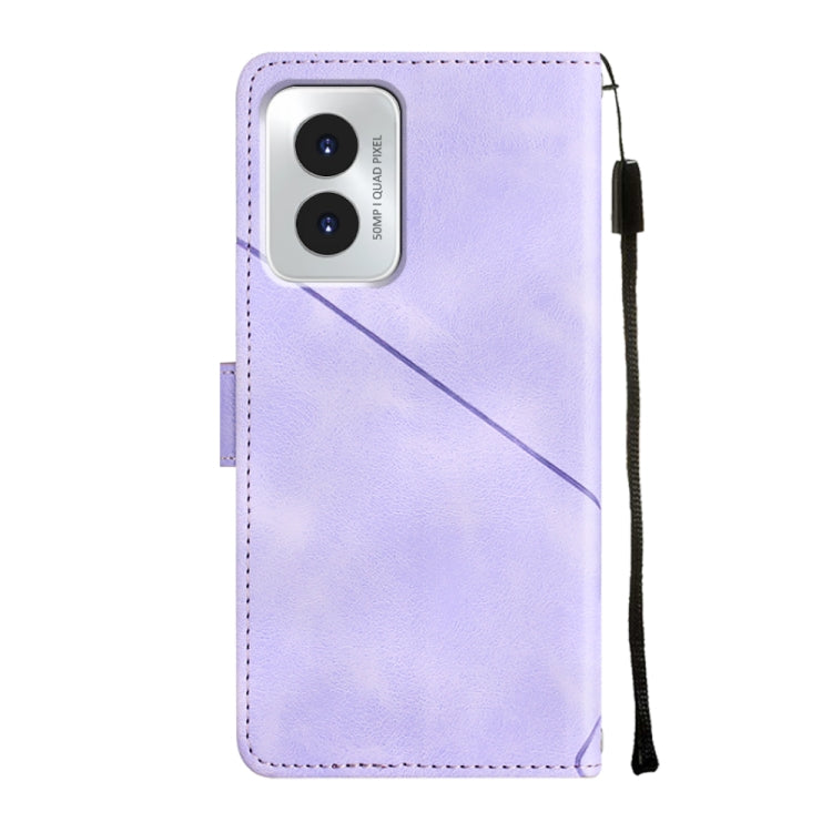 For Motorola Moto G Play 4G 2024 Skin Feel Embossed Leather Phone Case(Light Purple) by buy2fix