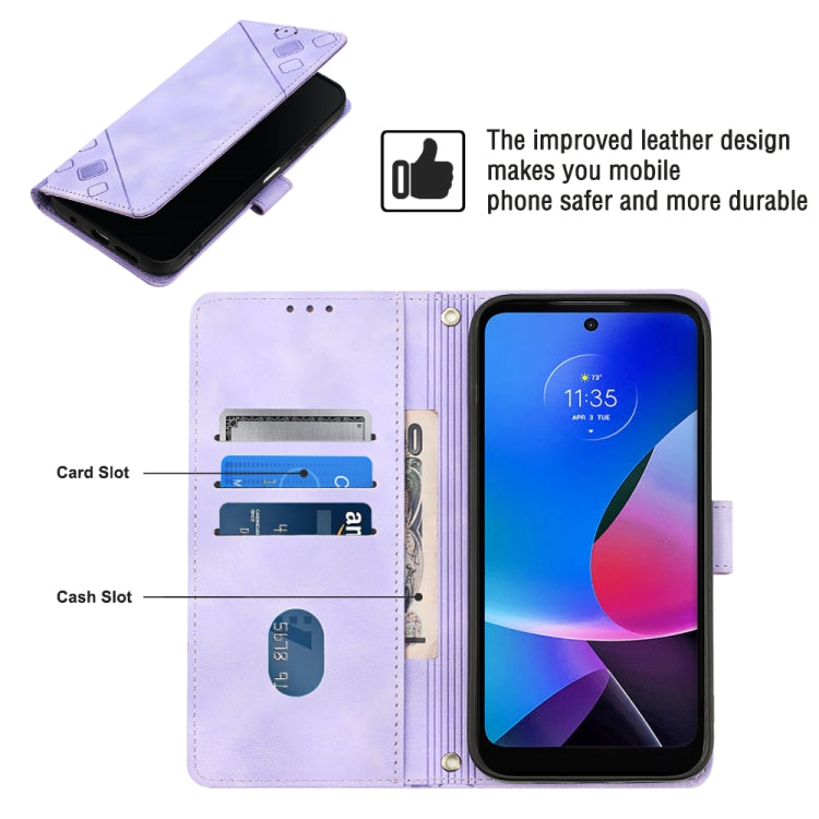 For Motorola Moto G Play 4G 2024 Skin Feel Embossed Leather Phone Case(Light Purple) by buy2fix