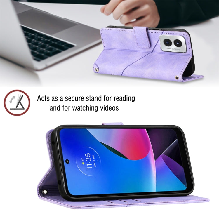 For Motorola Moto G Play 4G 2024 Skin Feel Embossed Leather Phone Case(Light Purple) by buy2fix