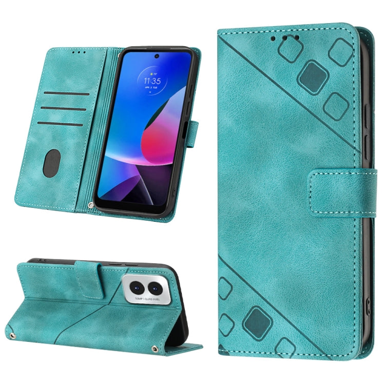 For Motorola Moto G Play 4G 2024 Skin Feel Embossed Leather Phone Case(Green) by buy2fix