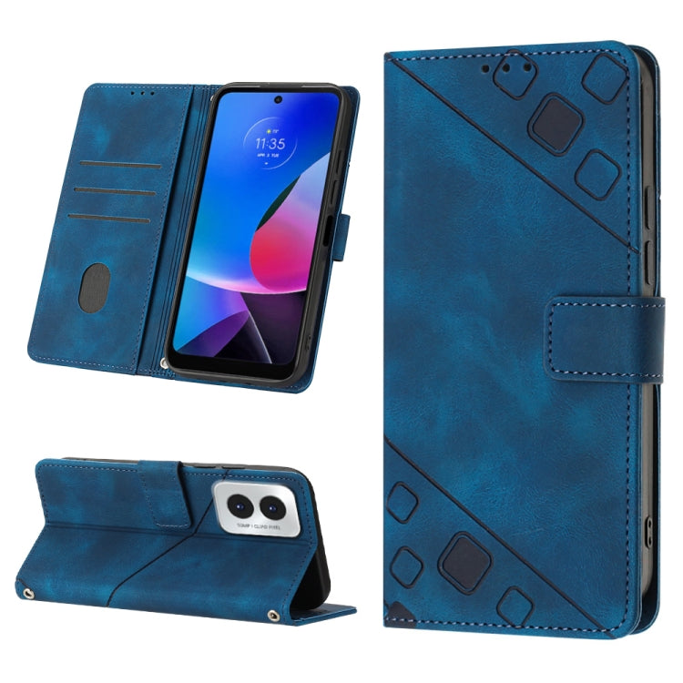 For Motorola Moto G Play 4G 2024 Skin Feel Embossed Leather Phone Case(Blue) by buy2fix