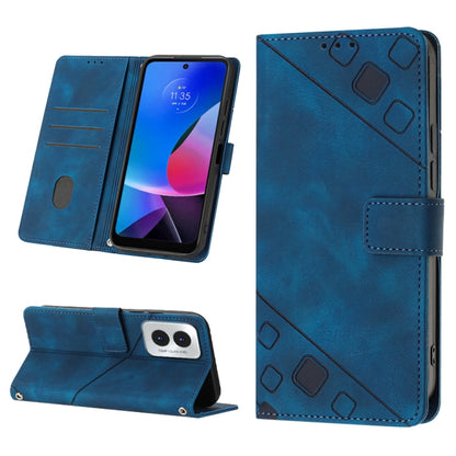 For Motorola Moto G Play 4G 2024 Skin Feel Embossed Leather Phone Case(Blue) by buy2fix