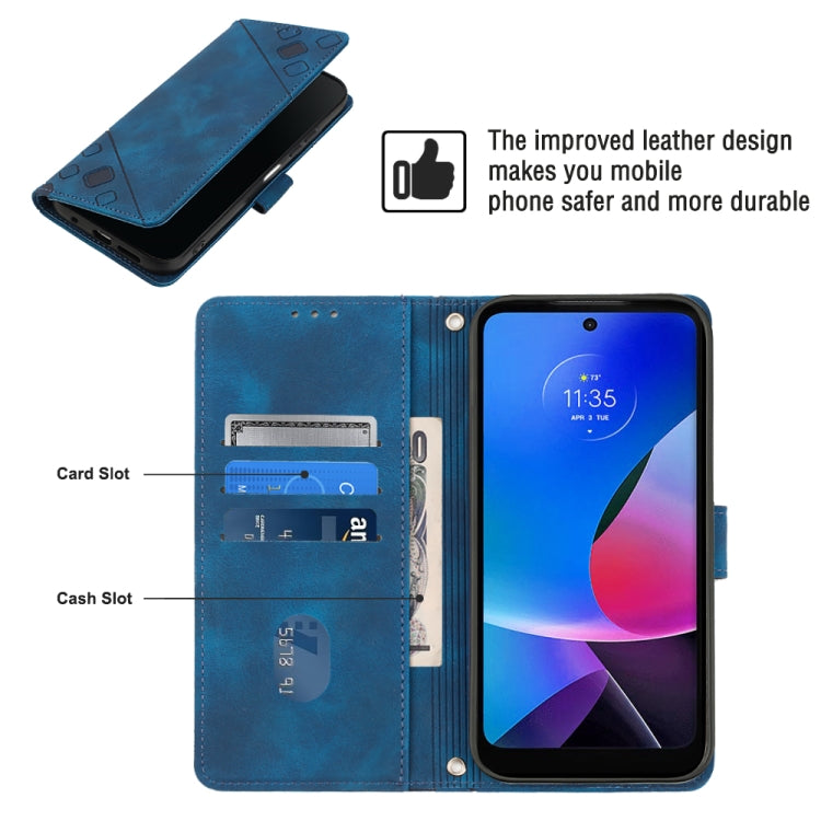 For Motorola Moto G Play 4G 2024 Skin Feel Embossed Leather Phone Case(Blue) by buy2fix
