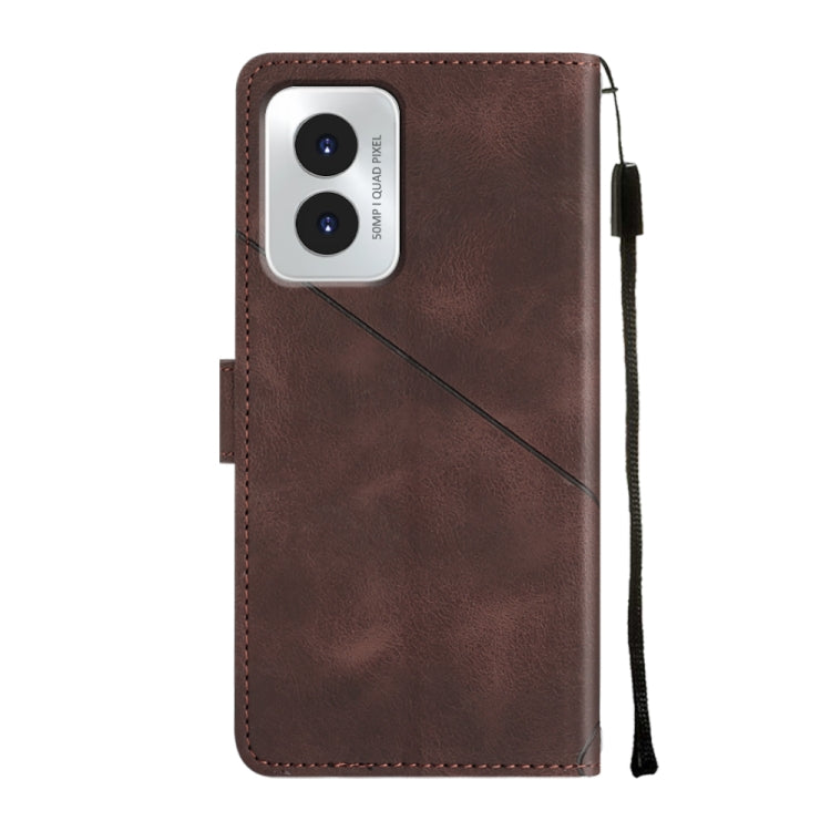 For Motorola Moto G Play 4G 2024 Skin Feel Embossed Leather Phone Case(Brown) by buy2fix