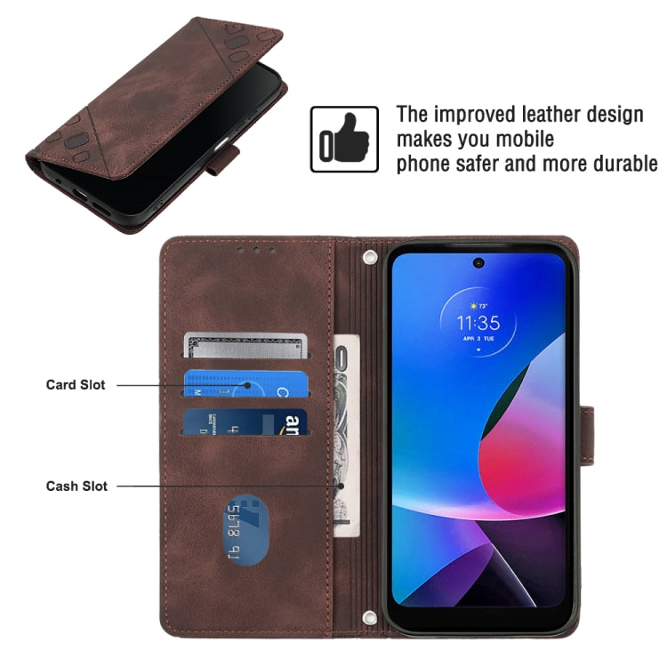 For Motorola Moto G Play 4G 2024 Skin Feel Embossed Leather Phone Case(Brown) by buy2fix