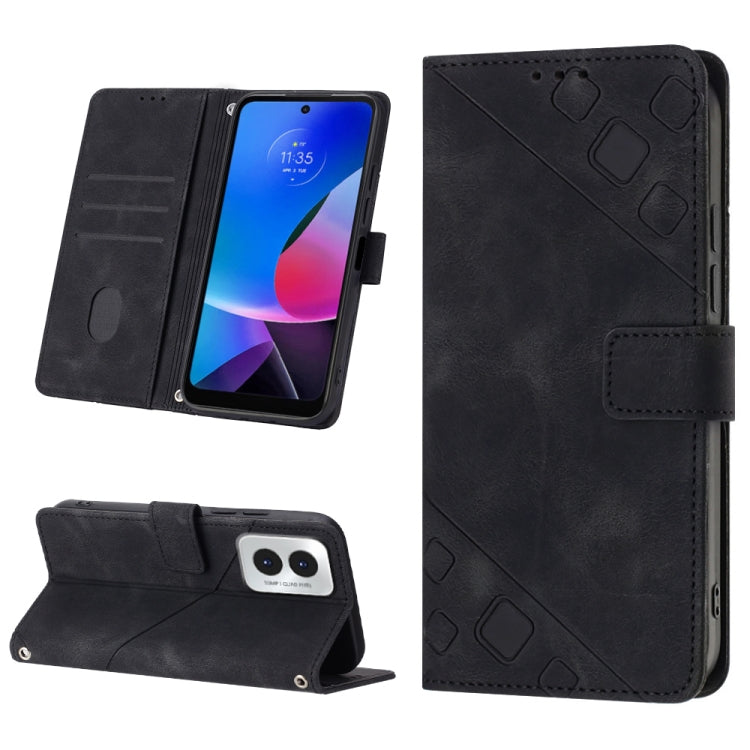 For Motorola Moto G Play 4G 2024 Skin Feel Embossed Leather Phone Case(Black) by buy2fix