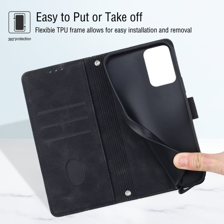 For Motorola Moto G Play 4G 2024 Skin Feel Embossed Leather Phone Case(Black) by buy2fix