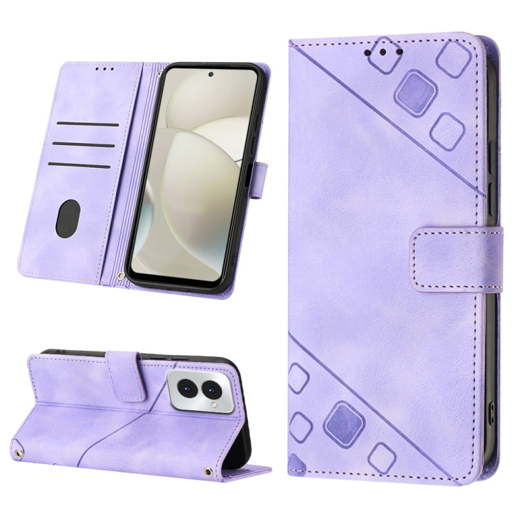 For Motorola Moto G Power 5G 2024 Skin Feel Embossed Leather Phone Case(Light Purple) by buy2fix