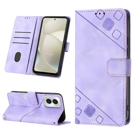 For Motorola Moto G Power 5G 2024 Skin Feel Embossed Leather Phone Case(Light Purple) by buy2fix