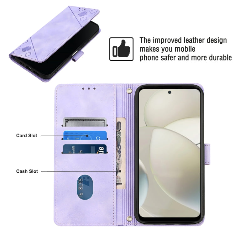 For Motorola Moto G Power 5G 2024 Skin Feel Embossed Leather Phone Case(Light Purple) by buy2fix