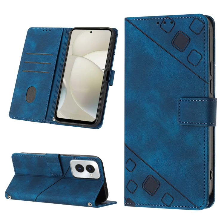 For Motorola Moto G Power 5G 2024 Skin Feel Embossed Leather Phone Case(Blue) by buy2fix