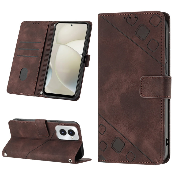 For Motorola Moto G Power 5G 2024 Skin Feel Embossed Leather Phone Case(Brown) by buy2fix