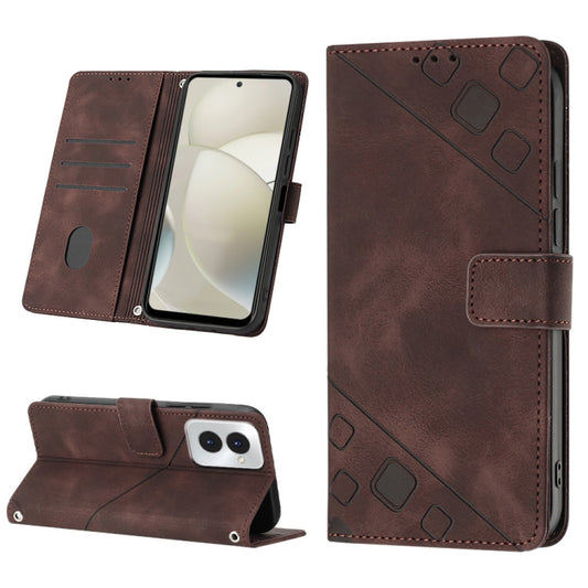 For Motorola Moto G Power 5G 2024 Skin Feel Embossed Leather Phone Case(Brown) by buy2fix