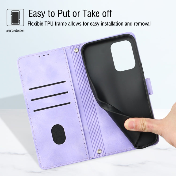 For Motorola Moto G Play 5G 2024 Skin Feel Embossed Leather Phone Case(Light Purple) by buy2fix