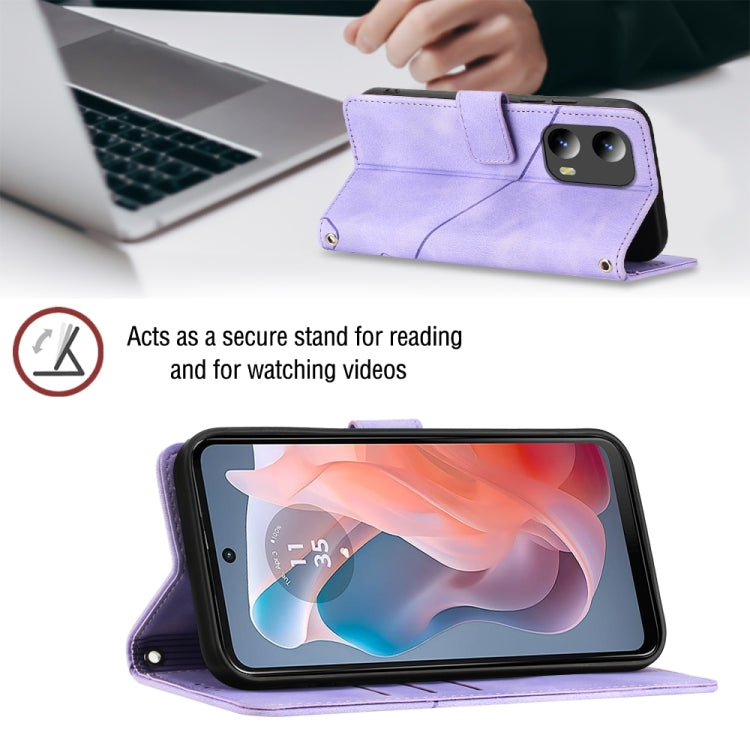 For Motorola Moto G Play 5G 2024 Skin Feel Embossed Leather Phone Case(Light Purple) by buy2fix