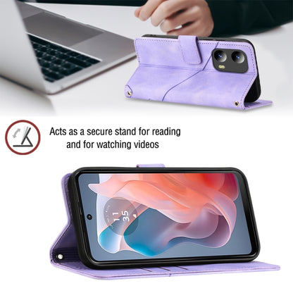 For Motorola Moto G Play 5G 2024 Skin Feel Embossed Leather Phone Case(Light Purple) by buy2fix