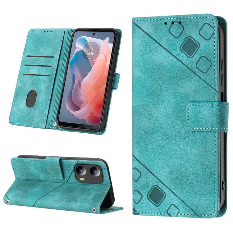 For Motorola Moto G Play 5G 2024 Skin Feel Embossed Leather Phone Case(Green) by buy2fix