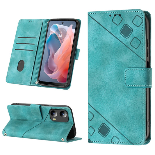 For Motorola Moto G Play 5G 2024 Skin Feel Embossed Leather Phone Case(Green) by buy2fix