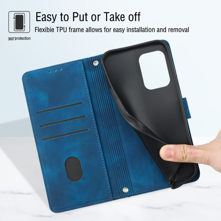 For Motorola Moto G Play 5G 2024 Skin Feel Embossed Leather Phone Case(Blue) by buy2fix