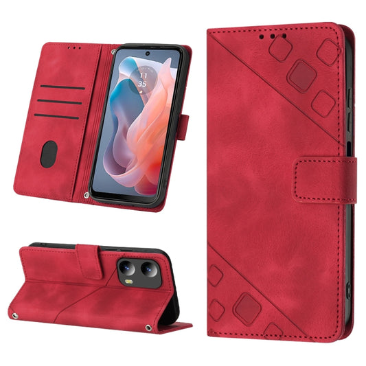 For Motorola Moto G Play 5G 2024 Skin Feel Embossed Leather Phone Case(Red) by buy2fix