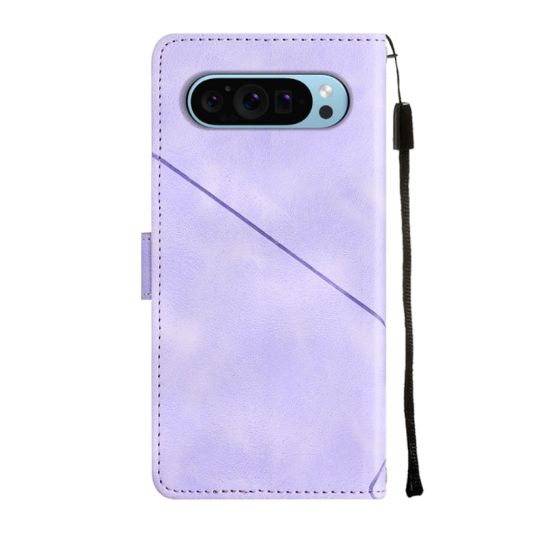 For Google Pixel 9 / 9 Pro Skin-feel Embossed Leather Phone Case(Light Purple) by buy2fix