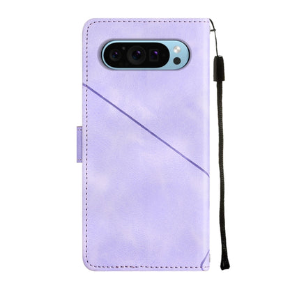 For Google Pixel 9 / 9 Pro Skin-feel Embossed Leather Phone Case(Light Purple) by buy2fix