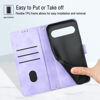 For Google Pixel 9 / 9 Pro Skin-feel Embossed Leather Phone Case(Light Purple) by buy2fix