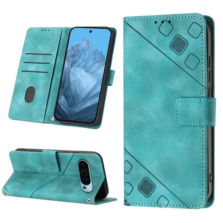 For Google Pixel 9 / 9 Pro Skin-feel Embossed Leather Phone Case(Green) by buy2fix