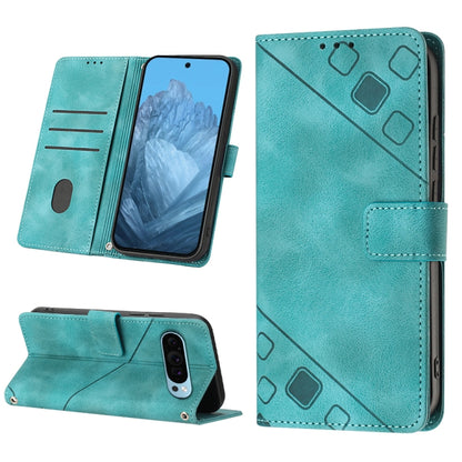 For Google Pixel 9 / 9 Pro Skin-feel Embossed Leather Phone Case(Green) by buy2fix