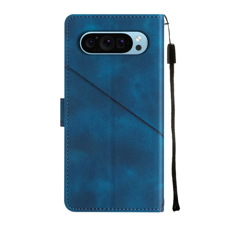 For Google Pixel 9 / 9 Pro Skin-feel Embossed Leather Phone Case(Blue) by buy2fix