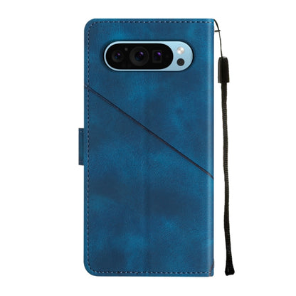 For Google Pixel 9 / 9 Pro Skin-feel Embossed Leather Phone Case(Blue) by buy2fix