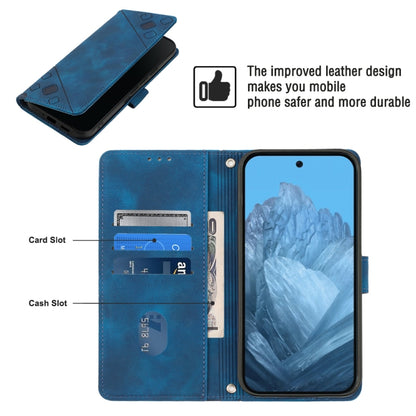 For Google Pixel 9 / 9 Pro Skin-feel Embossed Leather Phone Case(Blue) by buy2fix