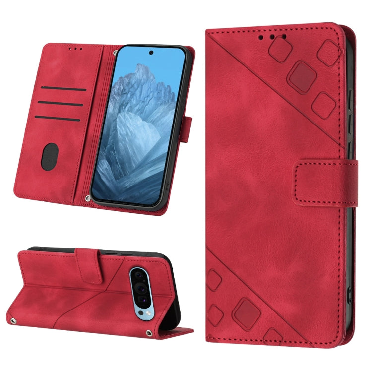 For Google Pixel 9 / 9 Pro Skin-feel Embossed Leather Phone Case(Red) by buy2fix
