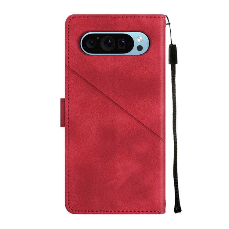 For Google Pixel 9 / 9 Pro Skin-feel Embossed Leather Phone Case(Red) by buy2fix
