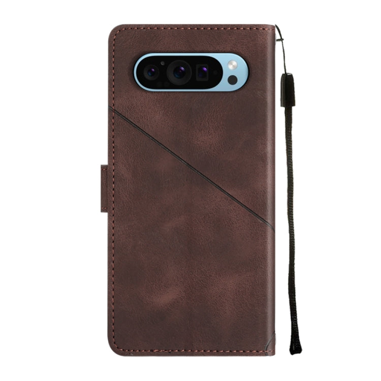 For Google Pixel 9 / 9 Pro Skin-feel Embossed Leather Phone Case(Brown) by buy2fix